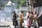 1977. India. Some pilgrims by the sacred hot spring of Manikaran.