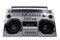 1980s Silver retro ghetto radio boom box isolated on white