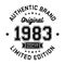 1983 Authentic brand. Apparel fashion design. Graphic design for t-shirt.