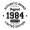 1984 Authentic brand. Apparel fashion design. Graphic design for t-shirt.