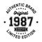 1987 Authentic brand. Apparel fashion design. Graphic design for t-shirt.