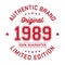 1989 Authentic brand. Apparel fashion design. Graphic design for t-shirt.