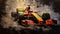 1992 F1 Car: Red Formula Race Car Driving On Charcoal Background