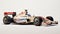 1997 F1 Car With Driver: Cream Racing Car On White Background