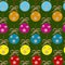 1997 new Year, seamless pattern with balls for Christmas tree, in bright colors