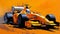 1998 F1 Car Speedpainting On Orange Background