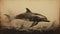 19th Century Dolphin: Sepia Lithograph Style Calotype Print