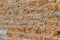 19th Century rough limestone block wall texture background with tuckpointed mortar joints