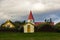 19th century turf houses and a church at Glaumbaer farm