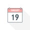 19th January calendar icon. January 19 calendar Date Month icon vector illustrator