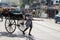 19th November, 2021, Kolkata, West Bengal, India: A old man pulling the famous hand pulled rickshaw of Kolkata