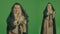 2-in-1 Split Green Screen Montage.Portrait of a Girl Sorceress With a Magic Wand