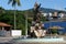 2/21/2022 - Ilhabela, Brazil - Fish statue with water feature on the island of Ilhabela, Brazil