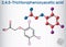 2,4,5-Trichlorophenoxyacetic acid 2,4,5-T molecule. Sheet of paper in a cage. Structural chemical formula and molecule model