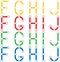 2/5 Colourful alphabet letters, metro map concept, vector illustration