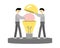 2 businessmen opening light bulb and other man bringing brain into bulb. creative thinking,smart brain,new idea, new innovation