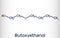 2-Butoxyethanol, butoxyethanol molecule. It is primary alcohol and ether. Used as a solvent and to make paints and