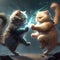 2 cats fight catjitsu style
