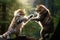 2 cats fighting each other paw jump, Generated AI