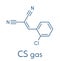 2-chlorobenzalmalononitrile tear gas CS gas molecule. Skeletal formula.