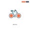 2 color bicycle concept line vector icon. isolated two colored bicycle outline icon with blue and red colors can be use for web,