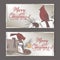 2 color Christmas banners with cardinal birds, mailbox, pine branch and holiday brush lettering