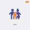 2 color Family concept vector icon. isolated two color Family vector sign symbol designed with blue and orange colors can be use