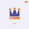 2 color King concept vector icon. isolated two color King vector sign symbol designed with blue and orange colors can be use for