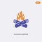 2 color Outdoor campfire concept vector icon. isolated two color Outdoor campfire vector sign symbol designed with blue and orange