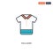 2 color polo shirt concept line vector icon. isolated two colored polo shirt outline icon with blue and red colors can be use for