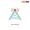 2 color Radio antenna concept line vector icon. isolated two colored Radio antenna outline icon with blue and red colors can be