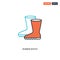 2 color Rubber Boots concept line vector icon. isolated two colored Rubber Boots outline icon with blue and red colors can be use