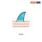 2 color Shark concept line vector icon. isolated two colored Shark outline icon with blue and red colors can be use for web,