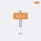 2 color Sold concept vector icon. isolated two color Sold vector sign symbol designed with blue and orange colors can be use for