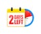 2 days left calendar. Clock icon symbol illustration. Holiday concept. Timer icon symbol illustration. Vector sign