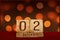 2 December vintage calendar, bokeh lights background