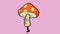 2-dimensional animated video of a walking mushroom character