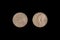 2 drachmes 1982 coin isolated on black background, Greece. both sides close-up