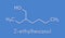 2-ethylhexanol 2-EH molecule. Used as solvent, fragrance component and chemical precursor. Skeletal formula.