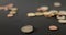 2 Euros, shallow depth of field, Euro coins in focus and out of focus on dark Background