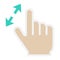 2 finger zoom in flat icon, touch and gesture