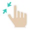 2 finger zoom out flat icon, touch and gesture