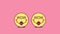 2 jumping emoji faces with phrase Wow. Enthusiastic emoticon with text Wow. Cartoon looped animation