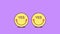 2 jumping emoji faces with rotation and phrase Yes. Positive emoticon with text Yes. Cartoon looped animation