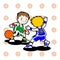 2 Kids playing basketball