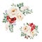 2 lovely winter bouquets with leaves,branches,flowers,berries,holly,poinsettia