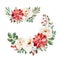 2 lovely winter bouquets with leaves,branches,flowers,berries,holly,poinsettia