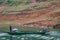 2 men sail on green ferry sloop in Wushan, Chongqing, China