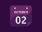 2 October, October 2 icon Single Day Calendar Vector illustration
