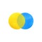 2 primary colors, blue yellow watercolor painting circle round